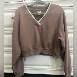Victoria’s Secret pink tan khaki brown crop sweatshirt never worn size large